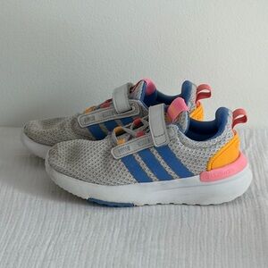 Kids' Adidas White and Blue Sneakers - No Insole